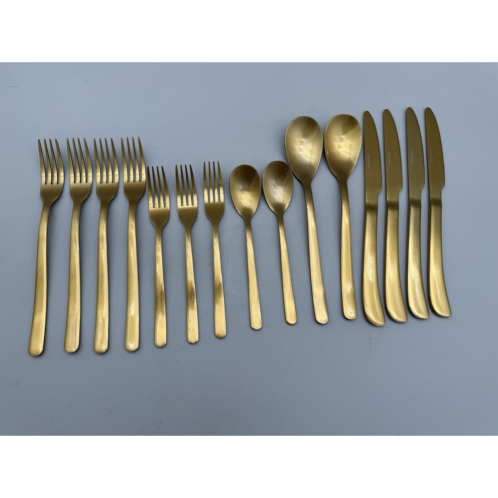 Thyme & Table Matte Gold Flatware 13 Pc Replacement Lot Forks Spoons